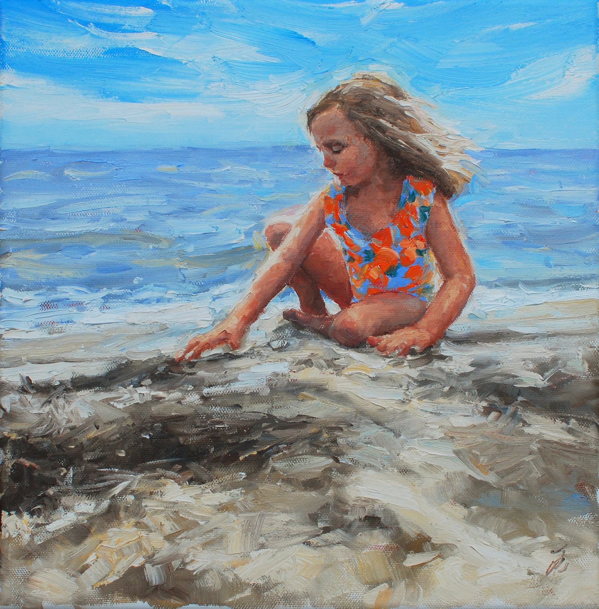 Another Year in the Sand, 12x12, oil