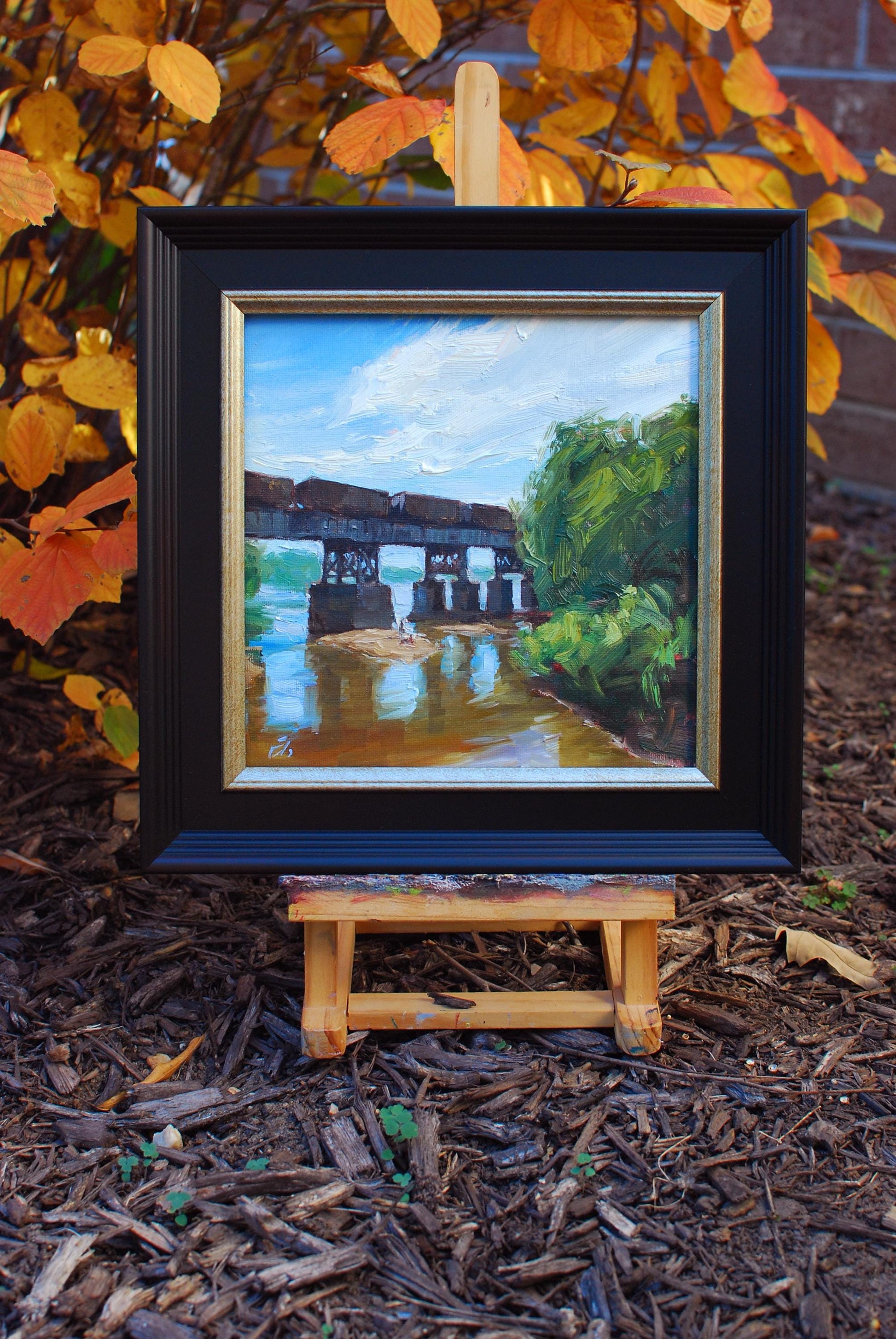 Summer on the River, (Study 3) 8x8, oil