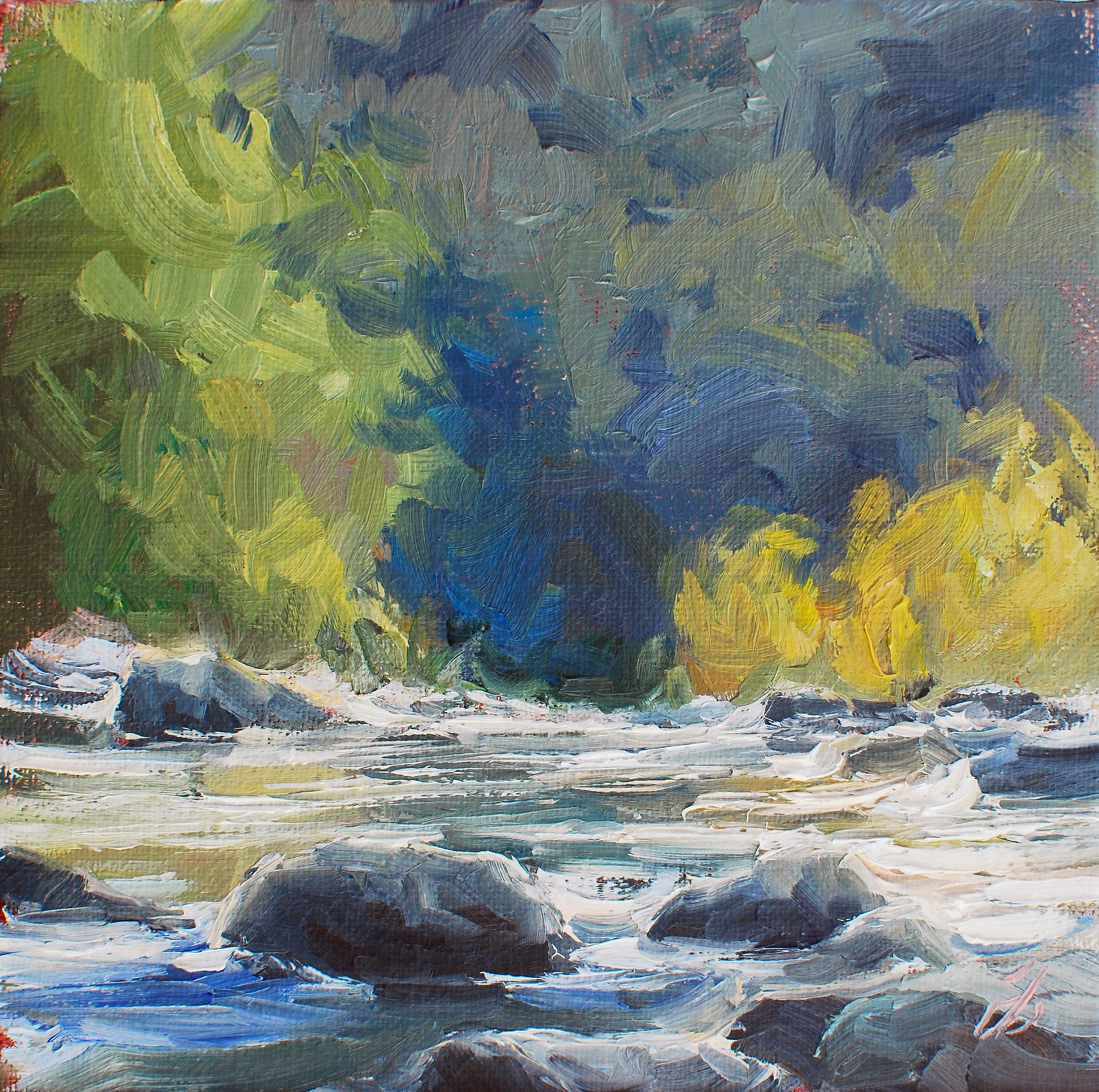 Maury River, 6x6, oil