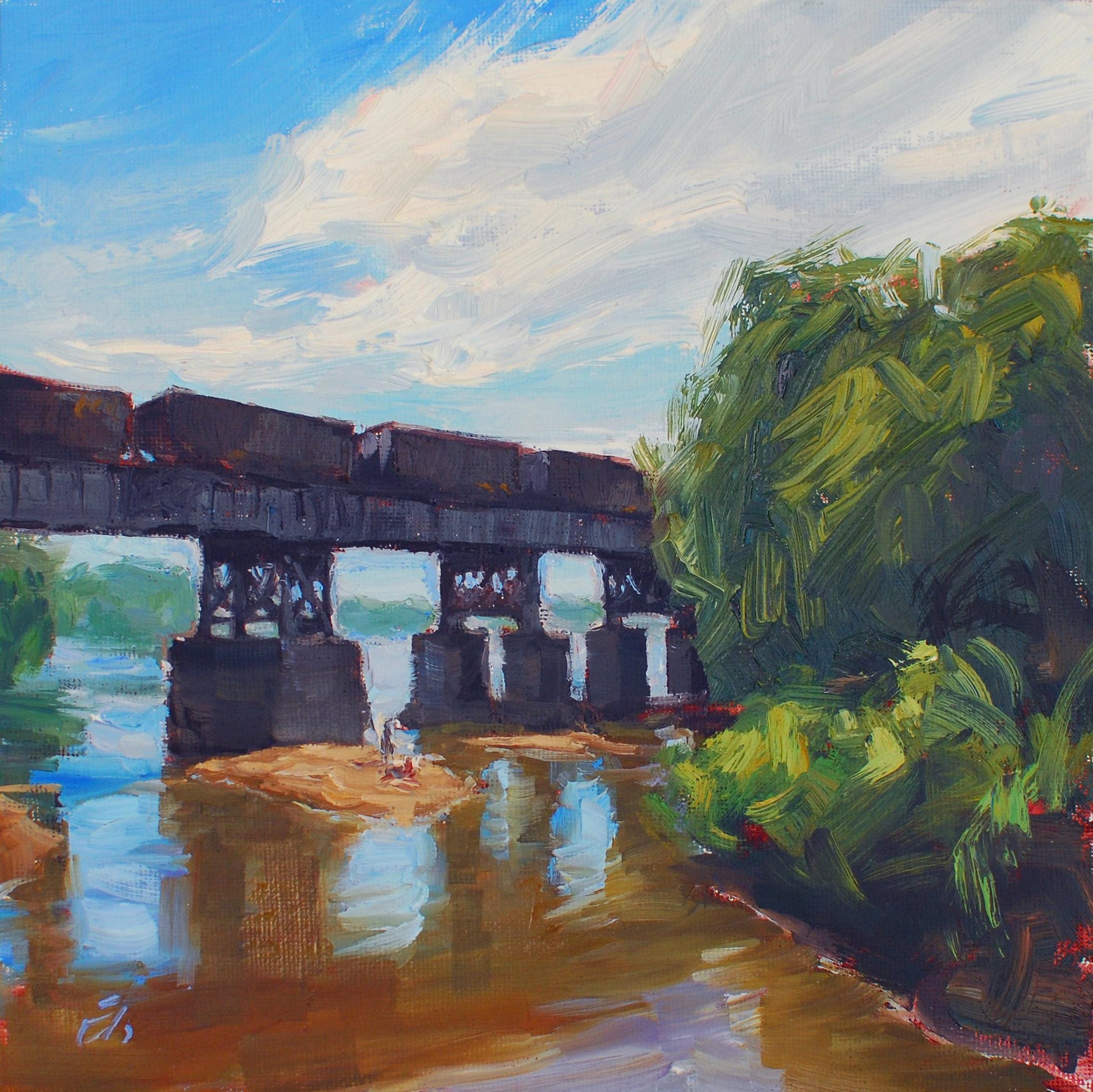 Summer on the River, (Study 3) 8x8, oil